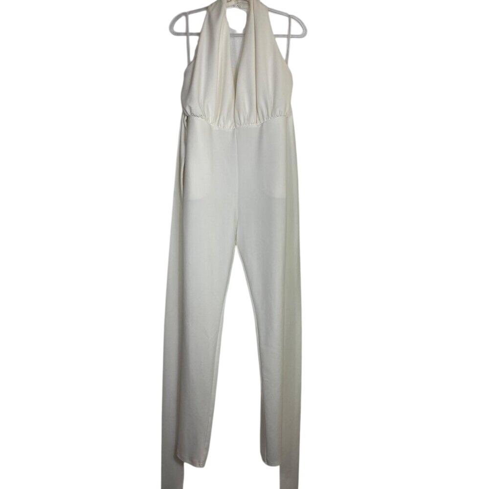 White Halter Neck Sleeveless Jumpsuit Fashion Nova XL Sexy Marilyn Monroe Luxe